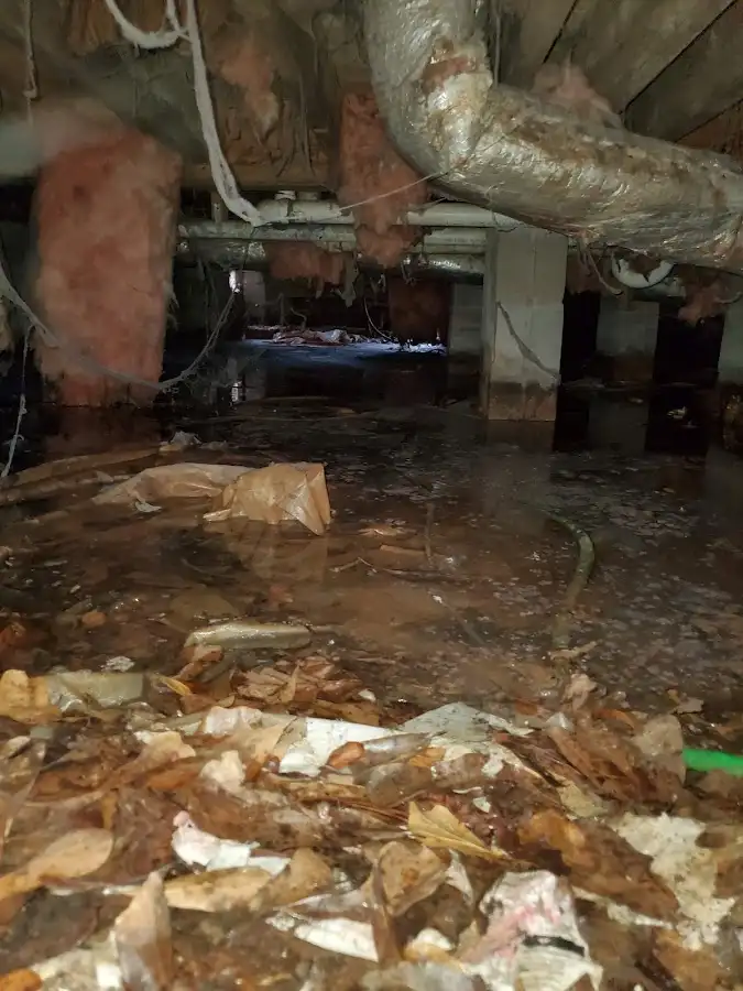 Crawl space flood assessment for Commercial Water Damage Restoration in Royalton